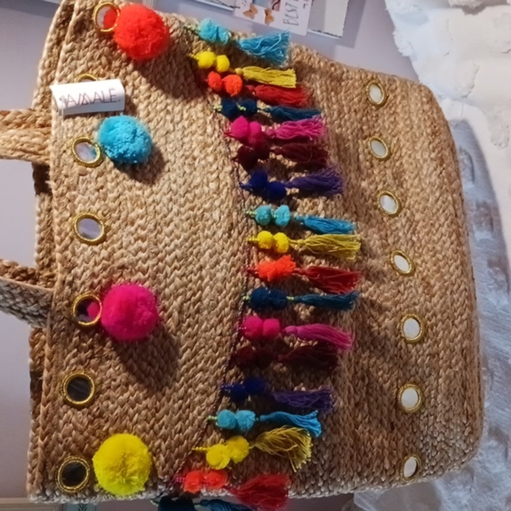 Raffia Handcrafted Weave Detail Design Jumbo Tote Travel/Beach/Shopping 🏖✈️🛳